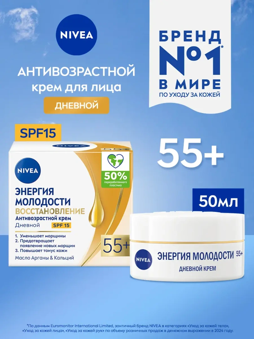 NIVEA-VISAGE крем д/лица дневной энергия молодости 55+ 50мл 81281